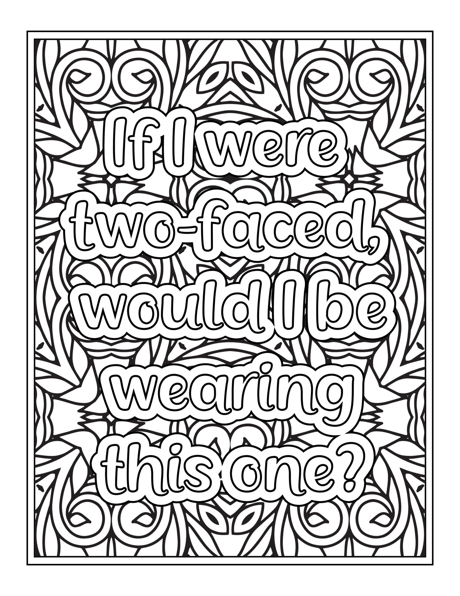 Funny Quotes Coloring Book Page for Adult 8865614 Vector Art at Vecteezy