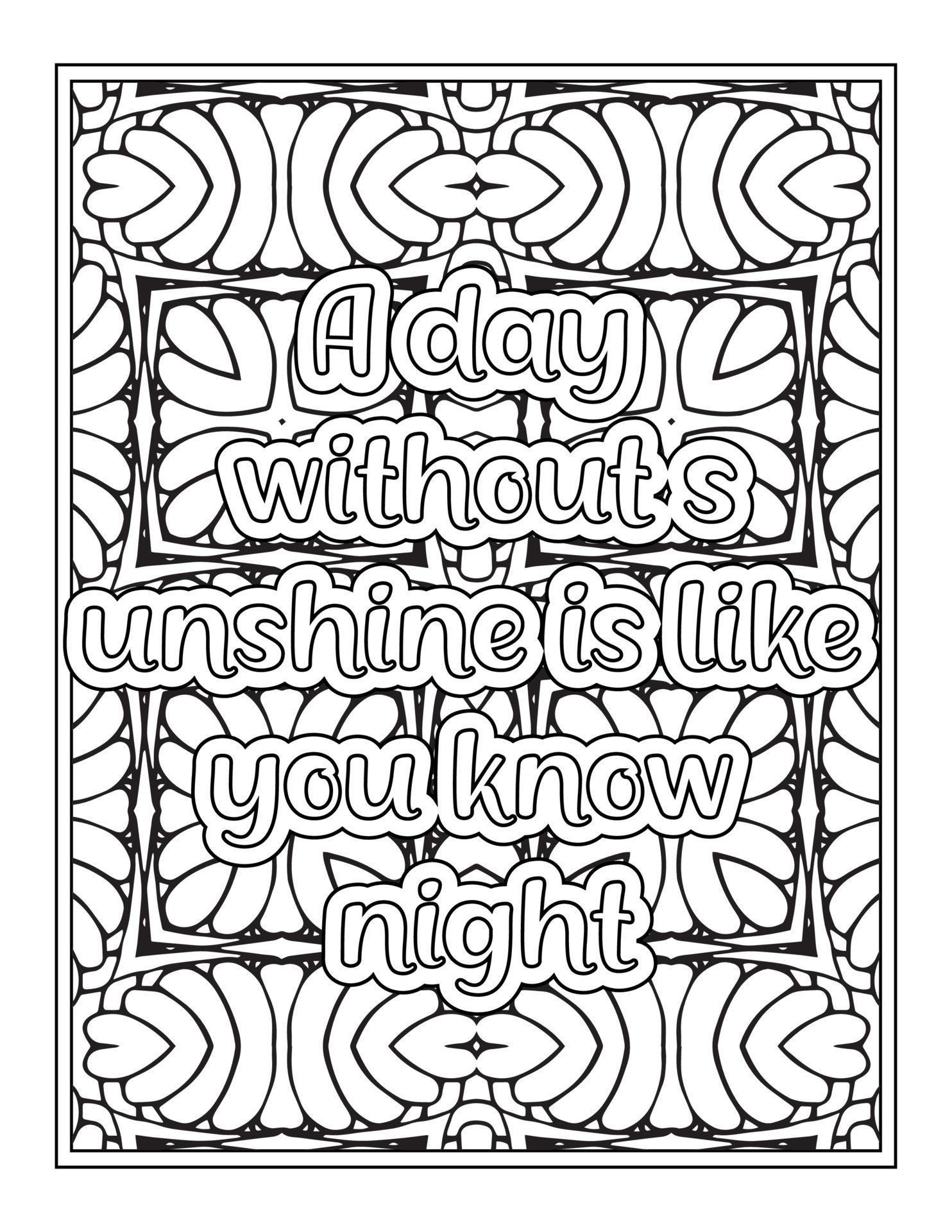 Funny Quotes Coloring Book Page - Funny Quotes Coloring Book Page For Adult Vector