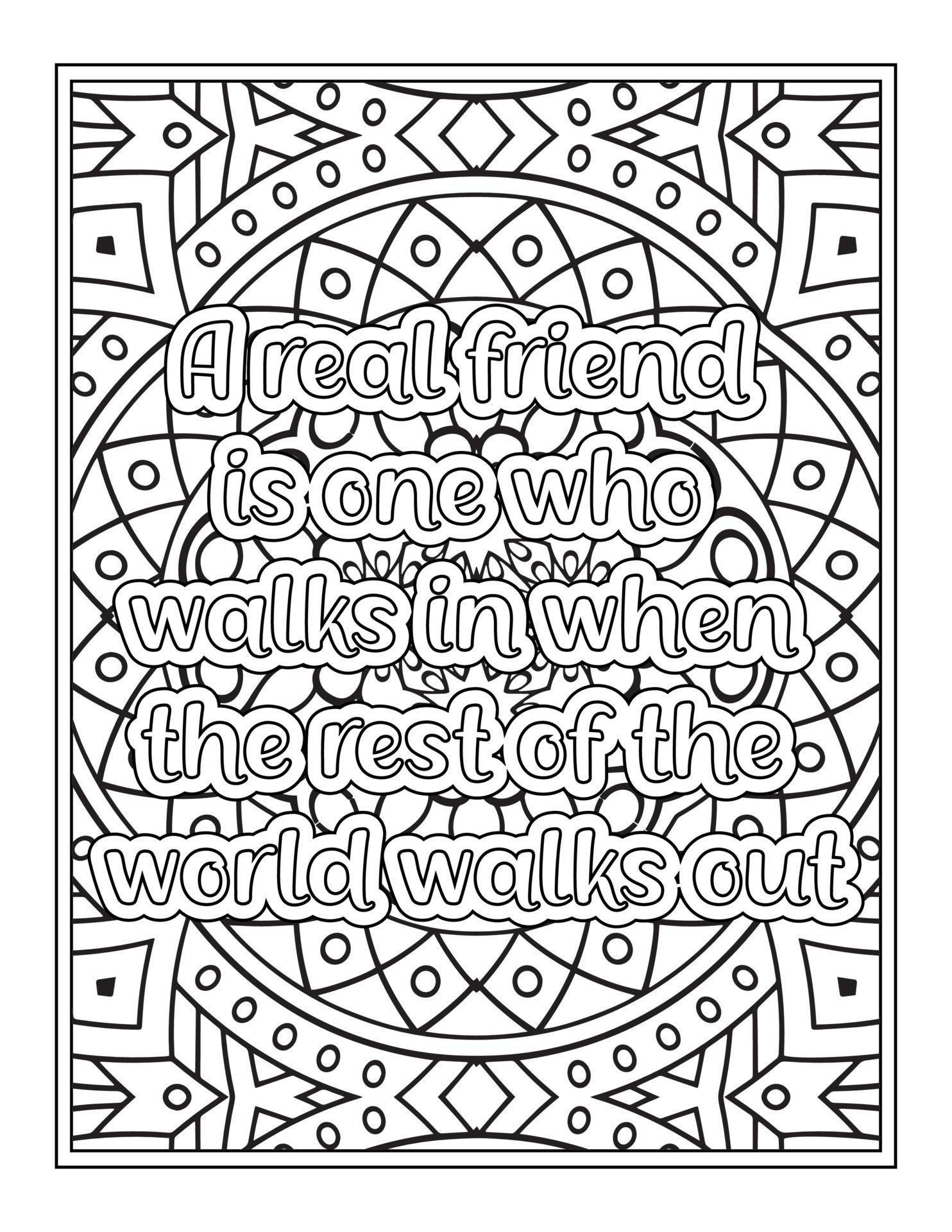 Best Friend Quotes Coloring Book, Quotes coloring Page 8865644 Vector