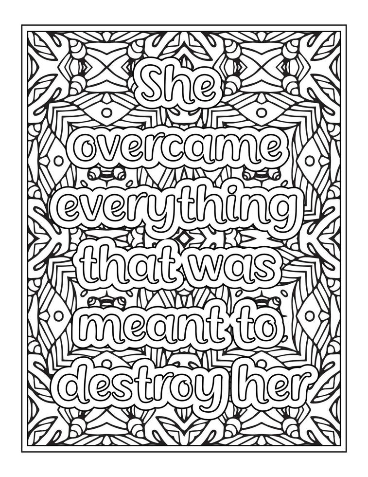 Strong Women Quotes coloring Page for Coloring Book vector