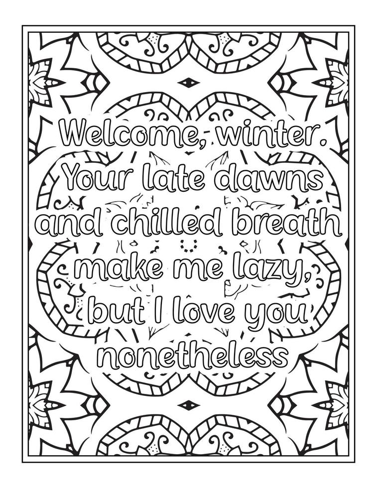Winter Quotes coloring book vector
