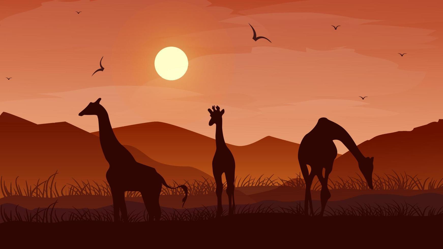 Africa nature landscape with giraffe vector