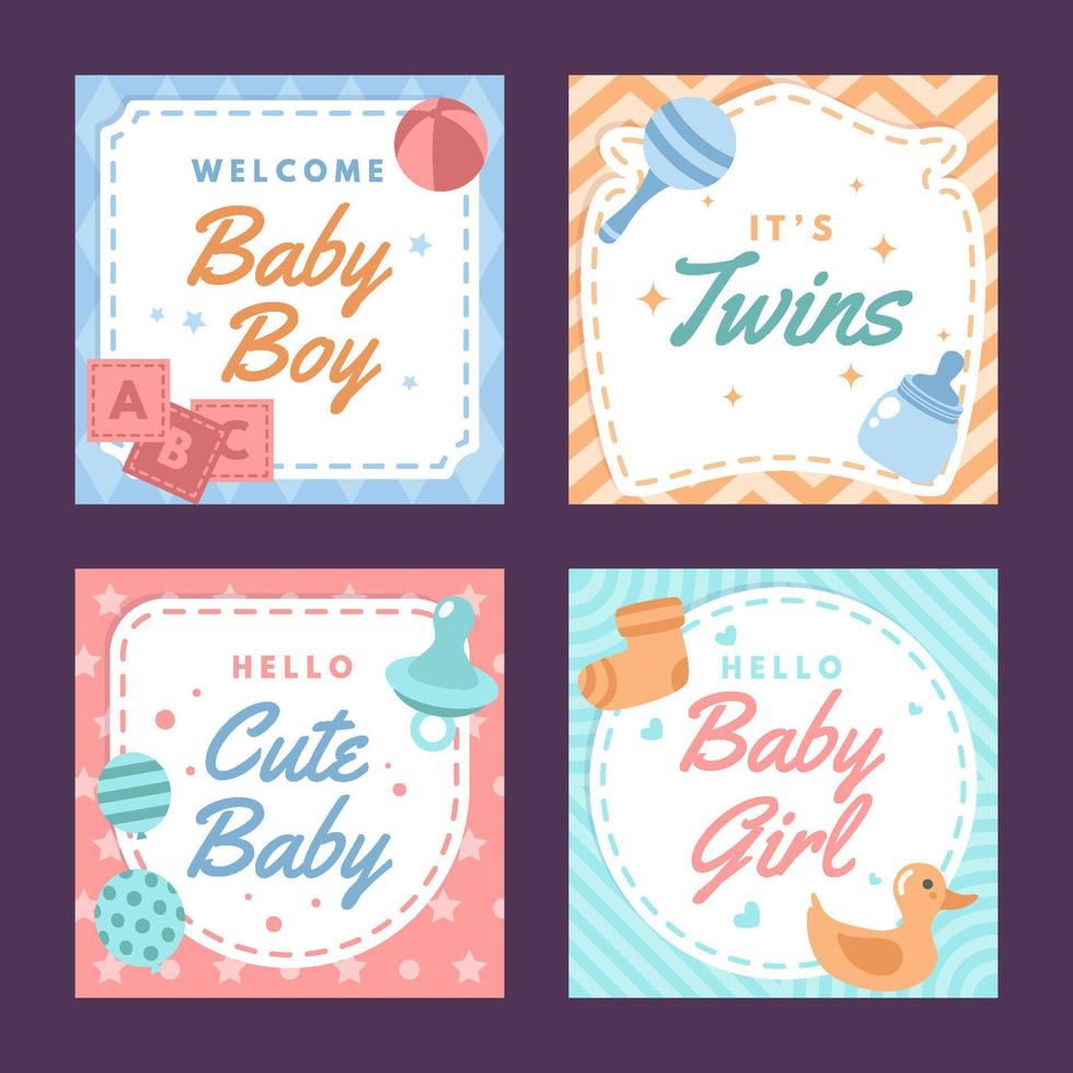 Celebration of Baby Born Social Media Posts Template vector