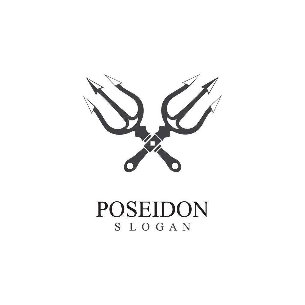 Trident design vector and poseidon icon illustration template