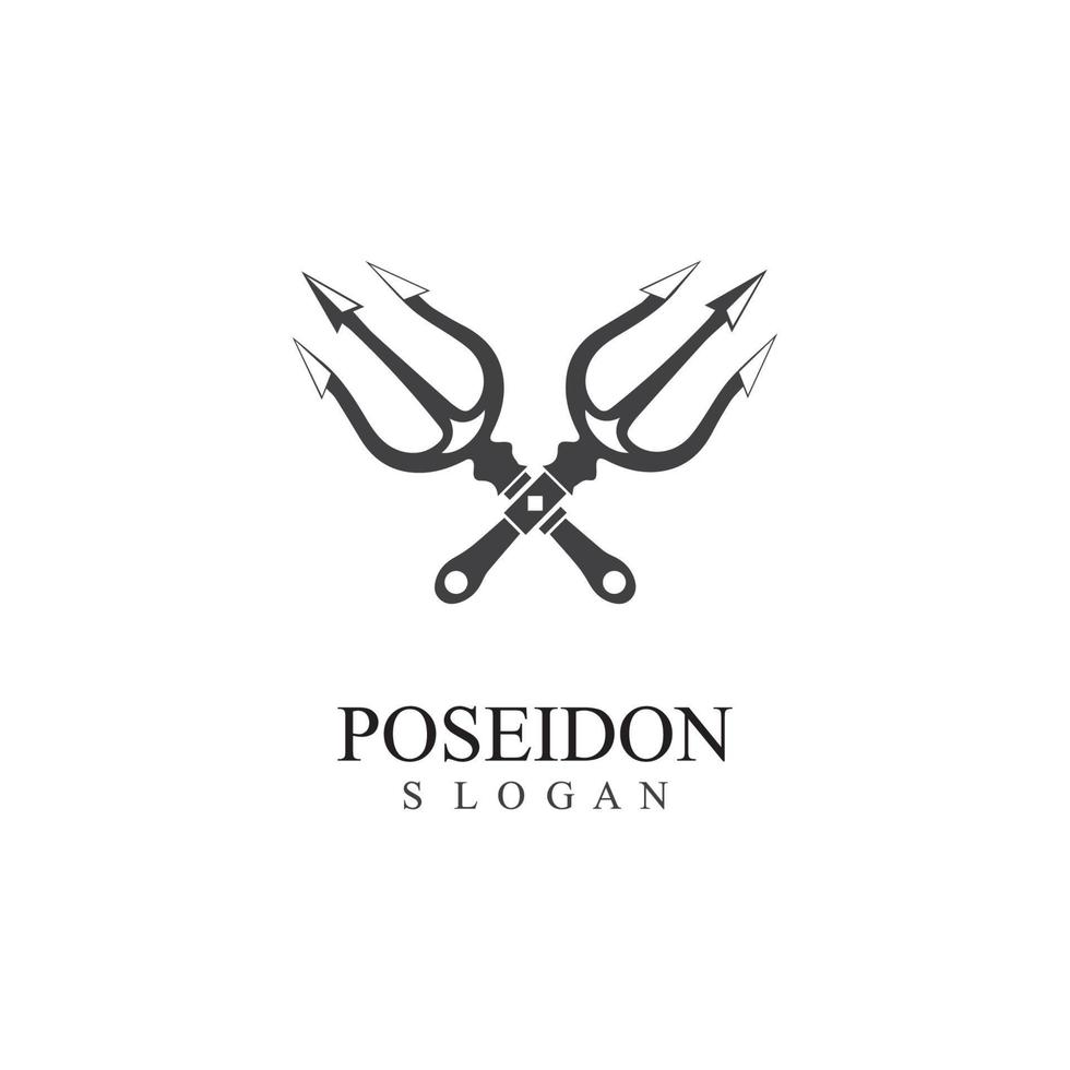 Trident design vector and poseidon icon illustration template