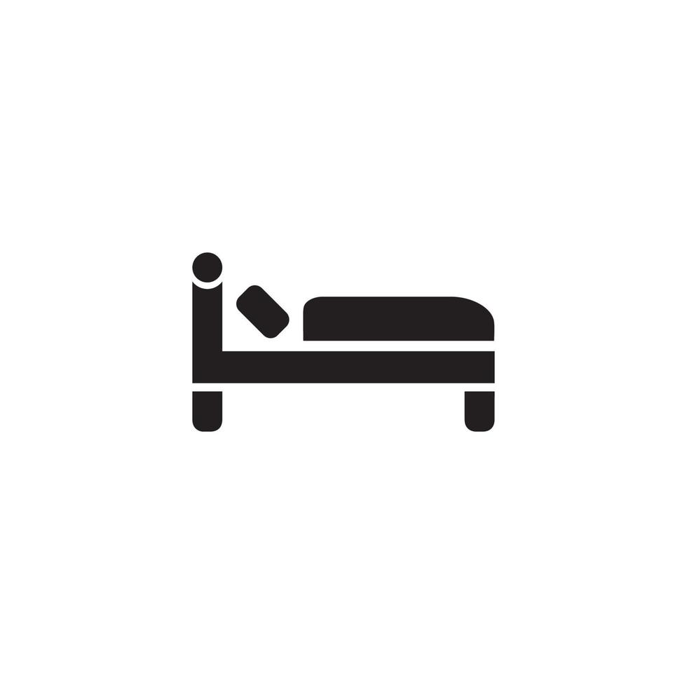 icono de cama, ilustración de vector de muebles, diseño plano.