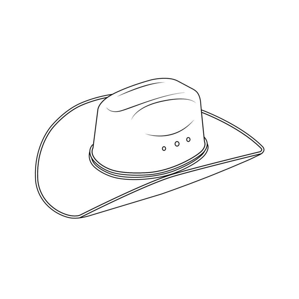 Cowboy Hat Outline Icon Illustration on White Background vector