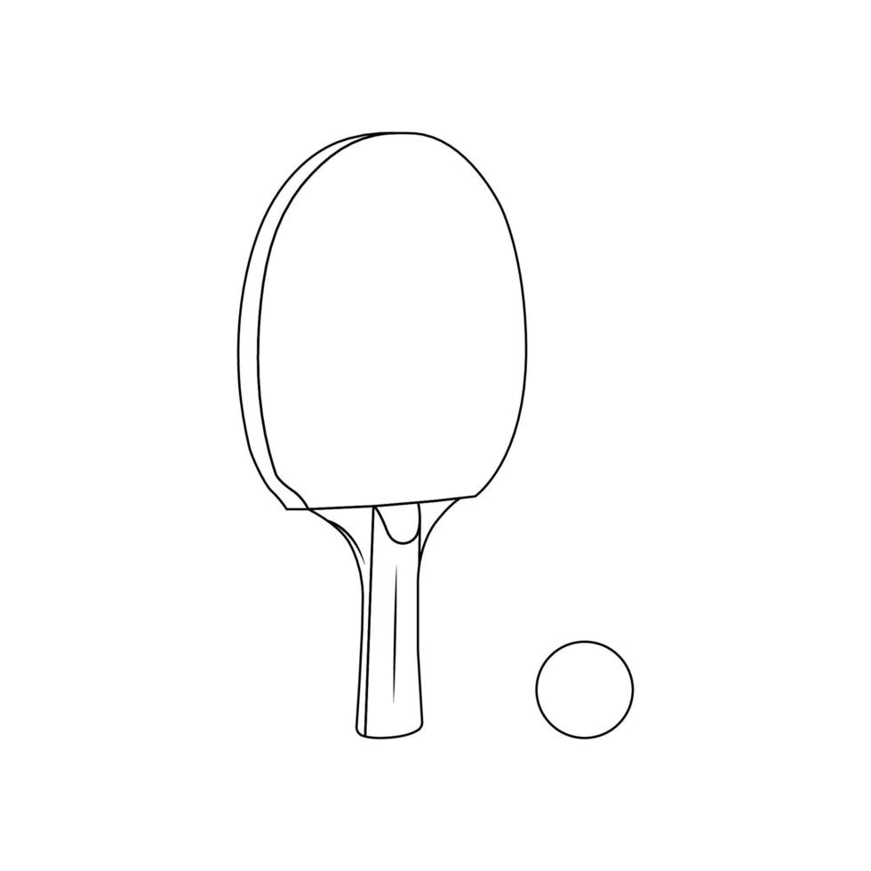 paleta de ping pong e ilustración de icono de contorno de pelota sobre fondo blanco vector