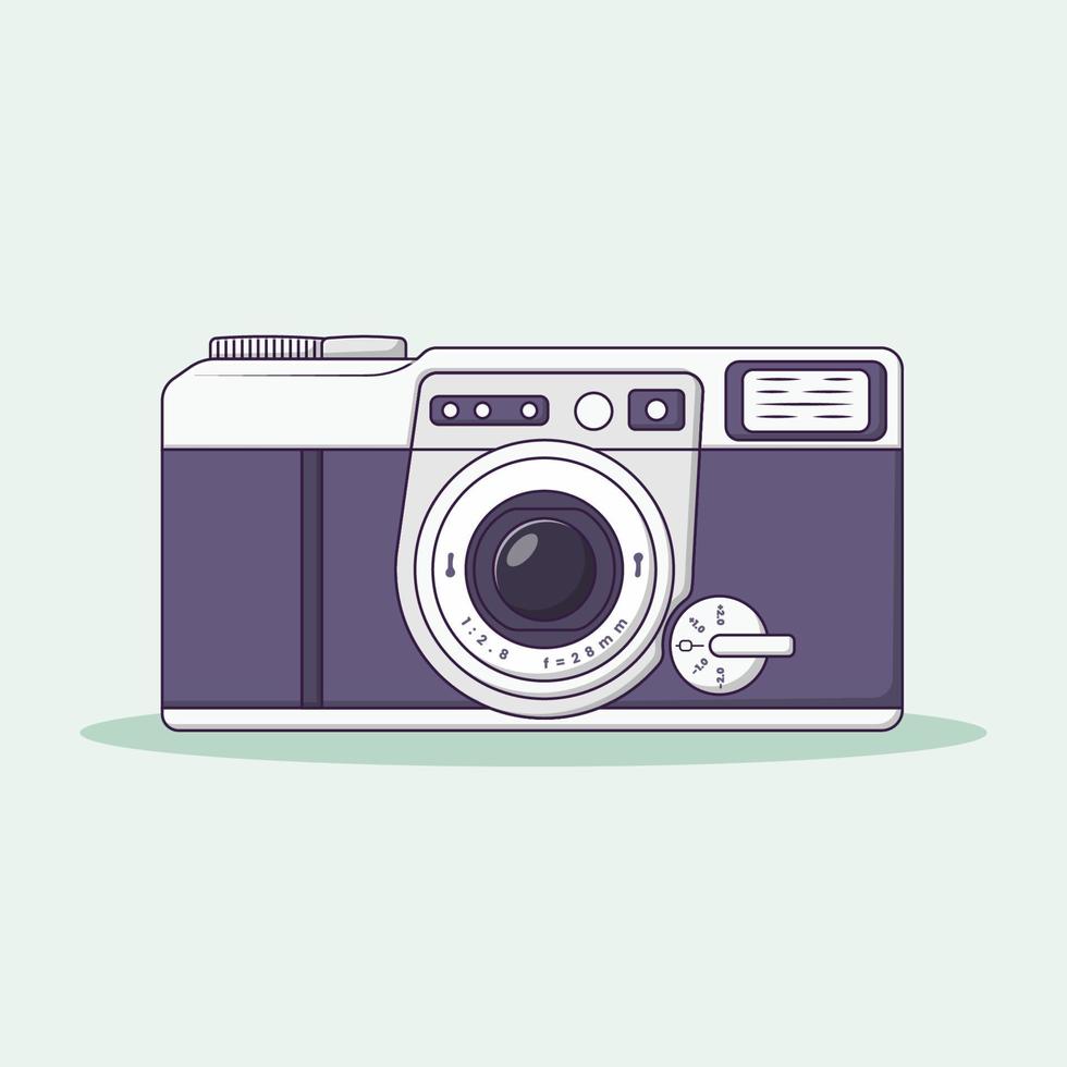 Camera Vector Icon Illustration with Outline for Design Element, Clip Art, Web, Landing page, Sticker, Banner. Flat Cartoon Style