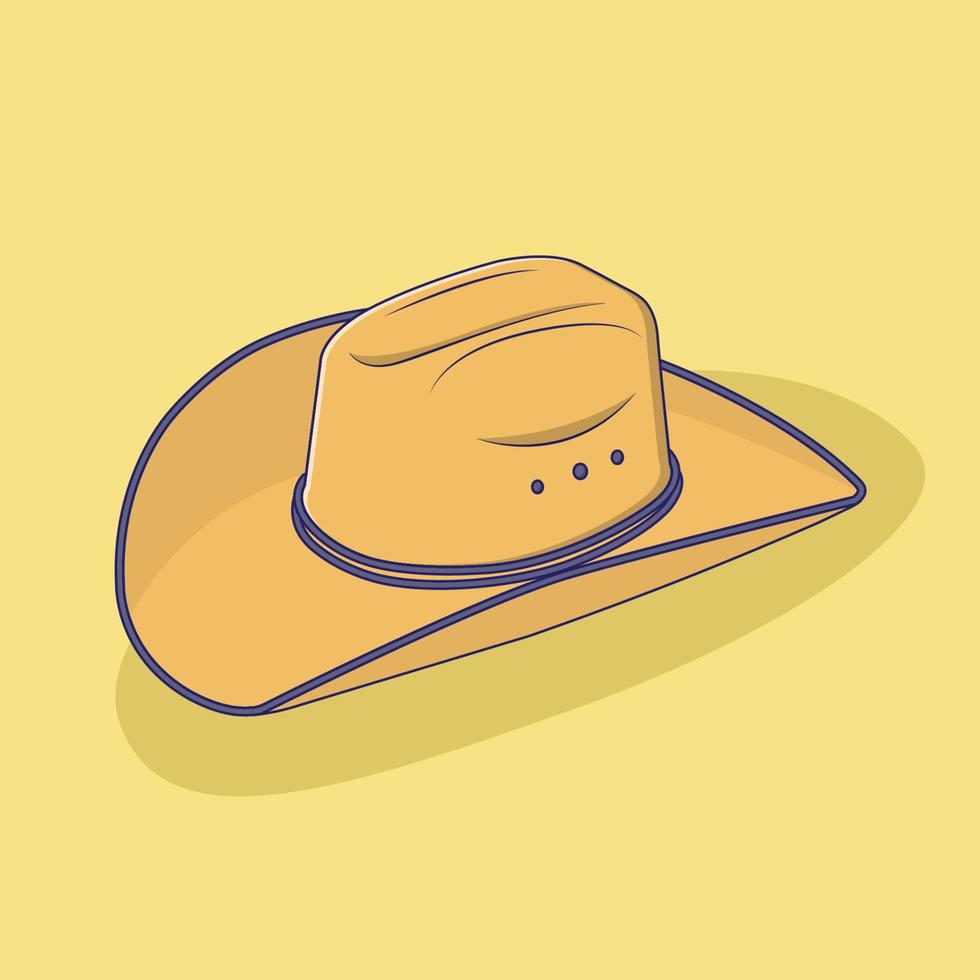 ilustración de icono de vector de sombrero de vaquero con contorno para elemento de diseño, imágenes prediseñadas, web, página de inicio, pegatina, banner. estilo de dibujos animados plana