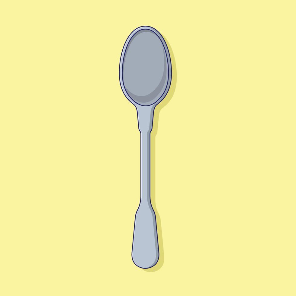 Spoon Vector Icon Illustration with Outline for Design Element, Clip Art, Web, Landing page, Sticker, Banner. Flat Cartoon Style