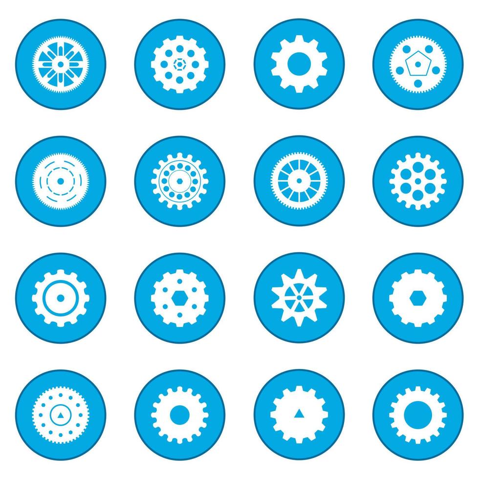 Gear icon blue vector