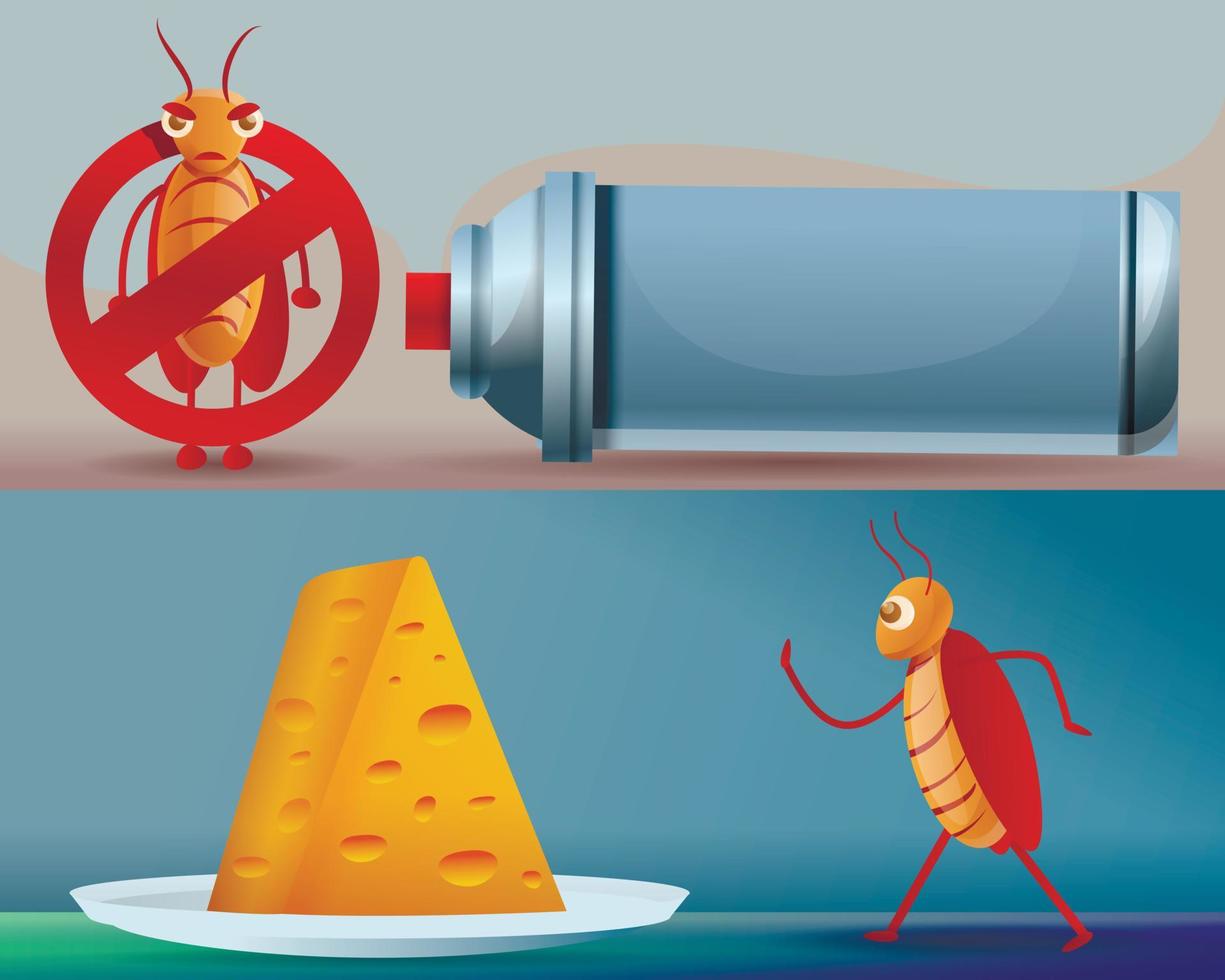 Cockroach banner set, cartoon style vector