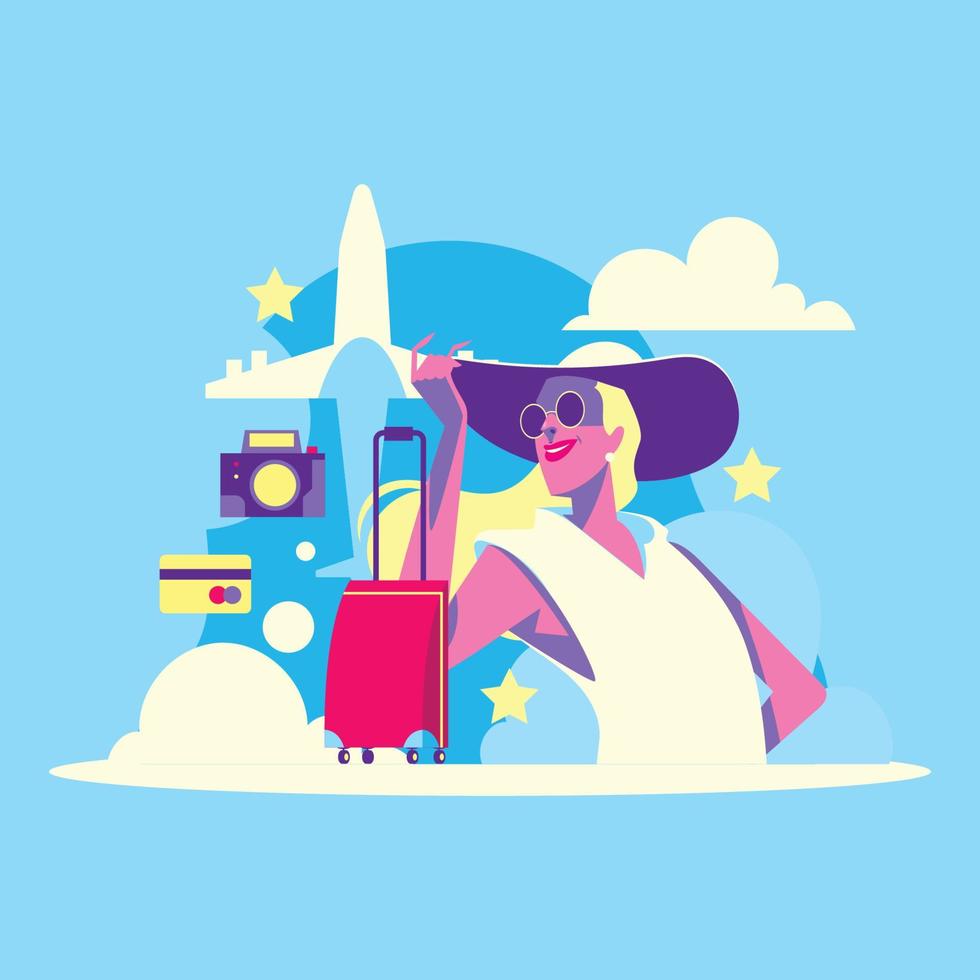 A Woman Celebrating World Tourism Day vector