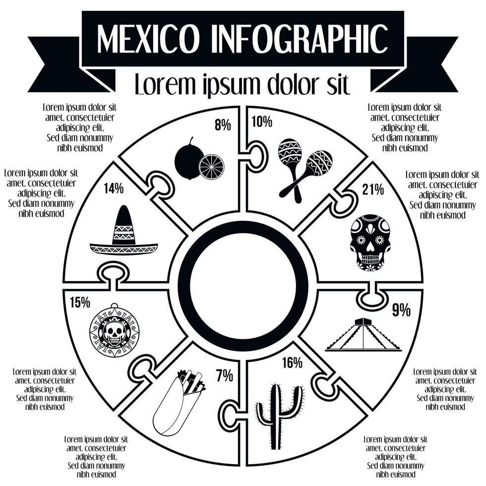 Mexico infographic elements, simple style vector