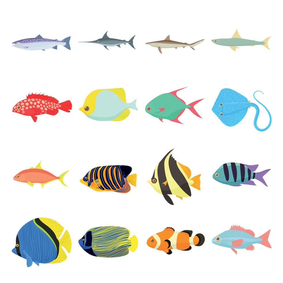 Fish icons set vector