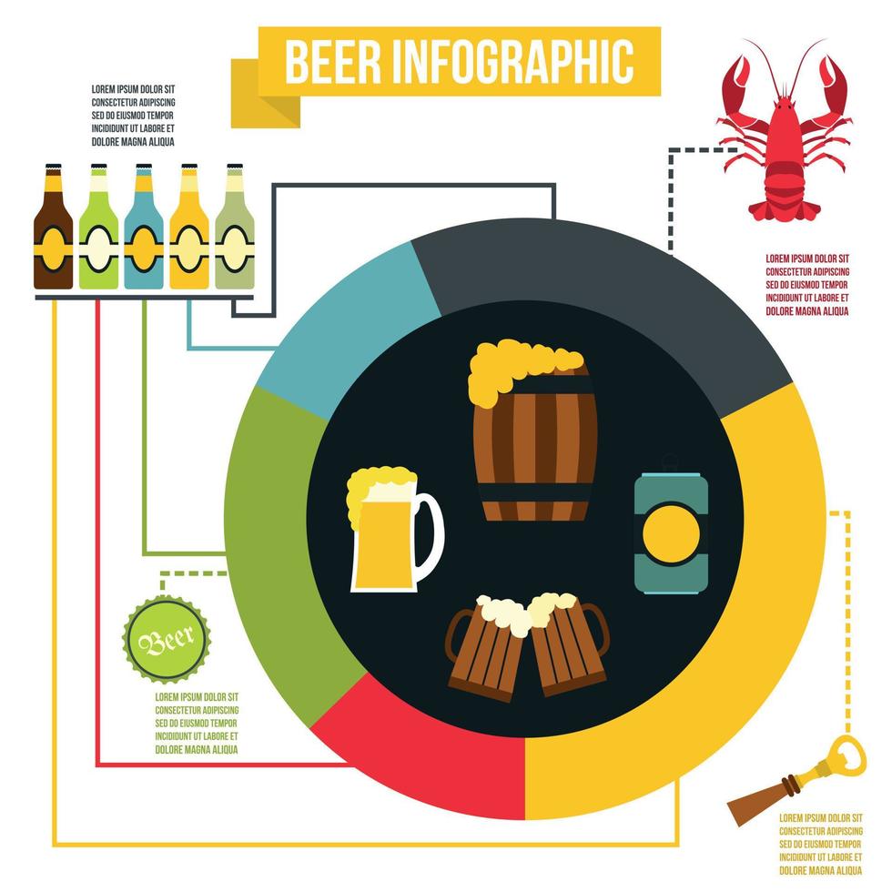 Beer infographic, flat style vector