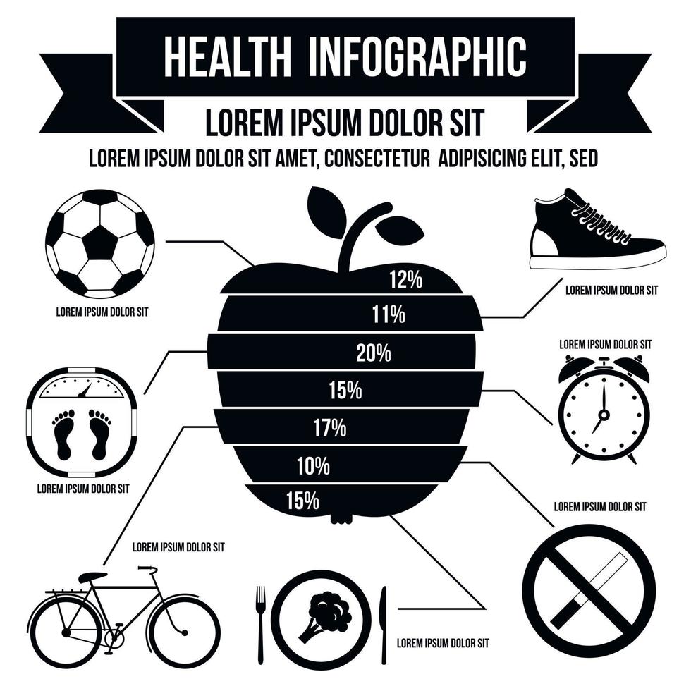 Health infographic, simple style vector