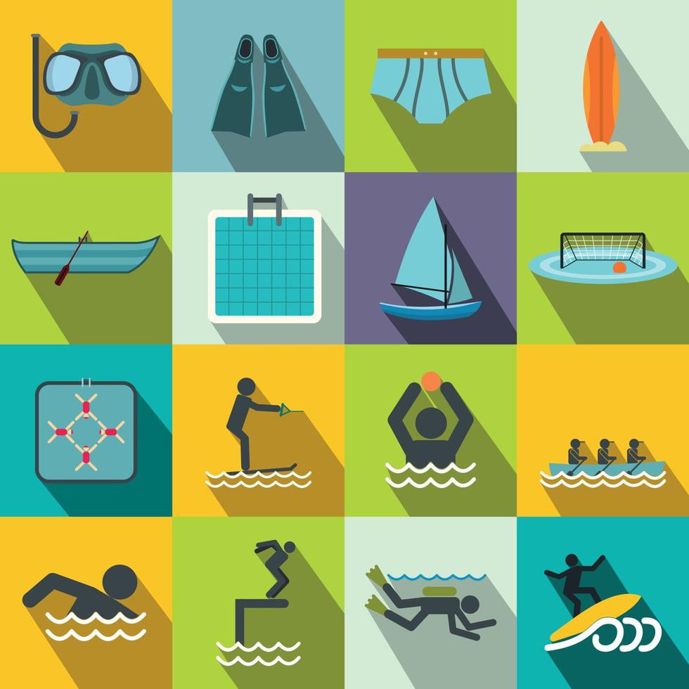 Water sport flat icons vector