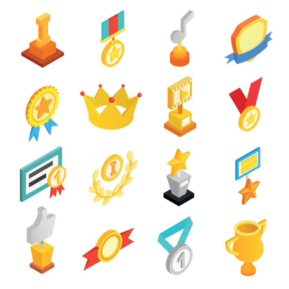 conjunto de iconos de trofeos y premios vector