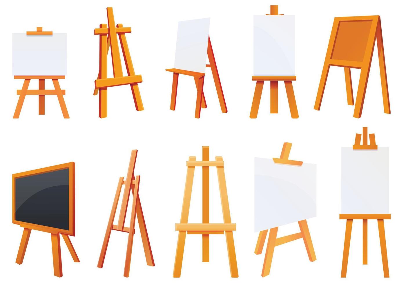 Easel icons set, cartoon style vector