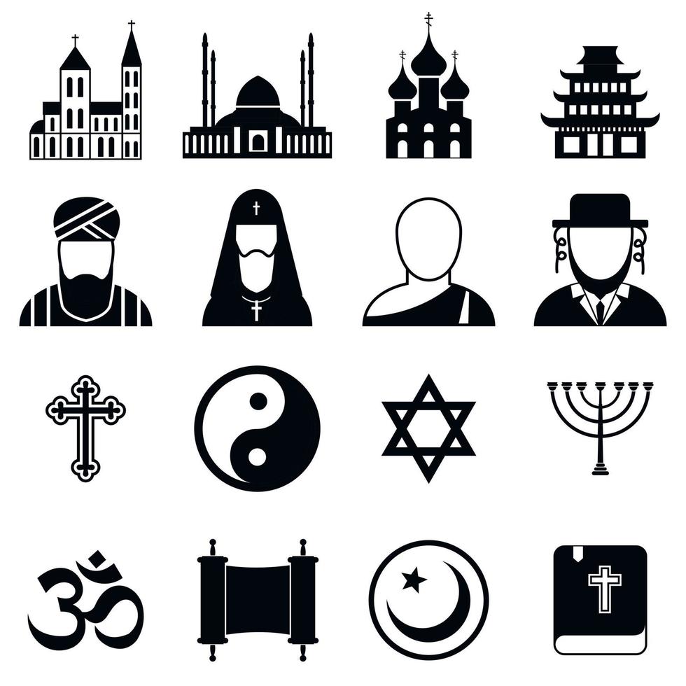 conjunto de iconos simples de religión vector