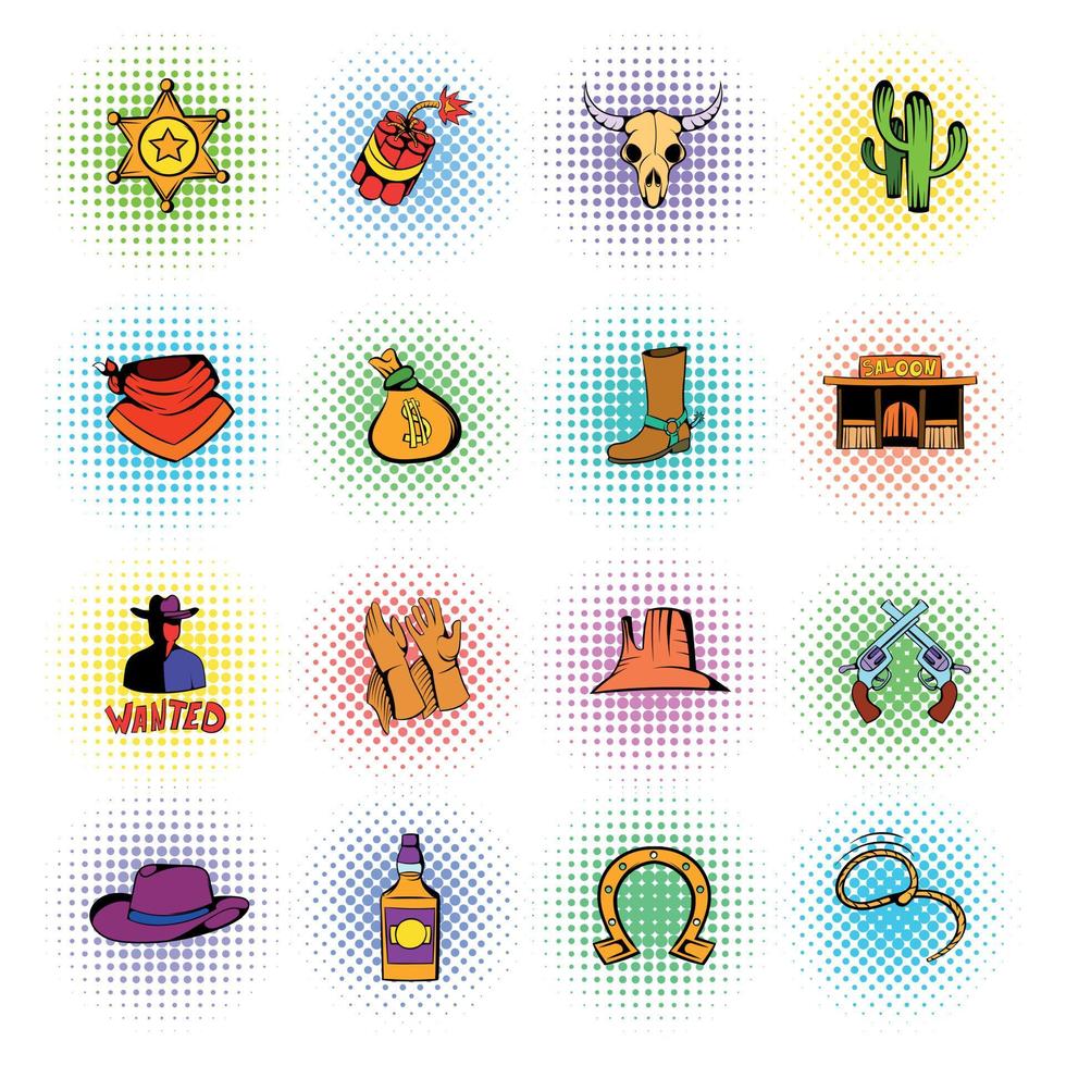 Wild West icons set vector