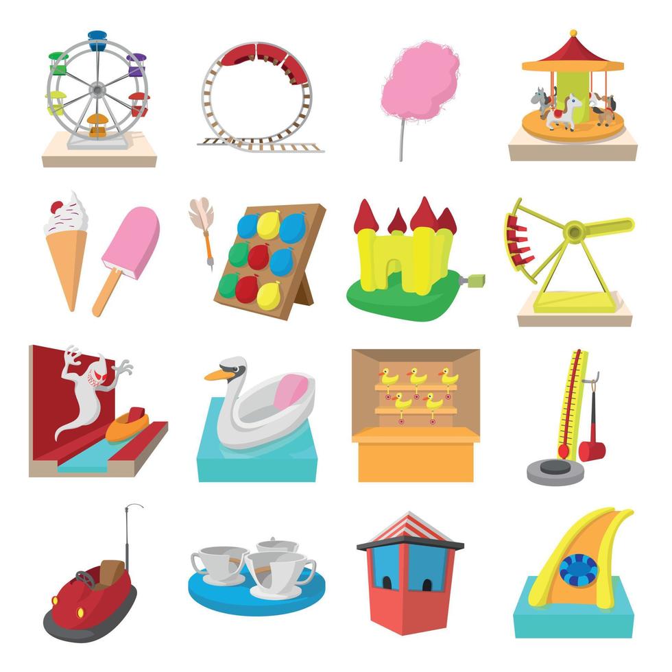 iconos de dibujos animados del parque de atracciones vector