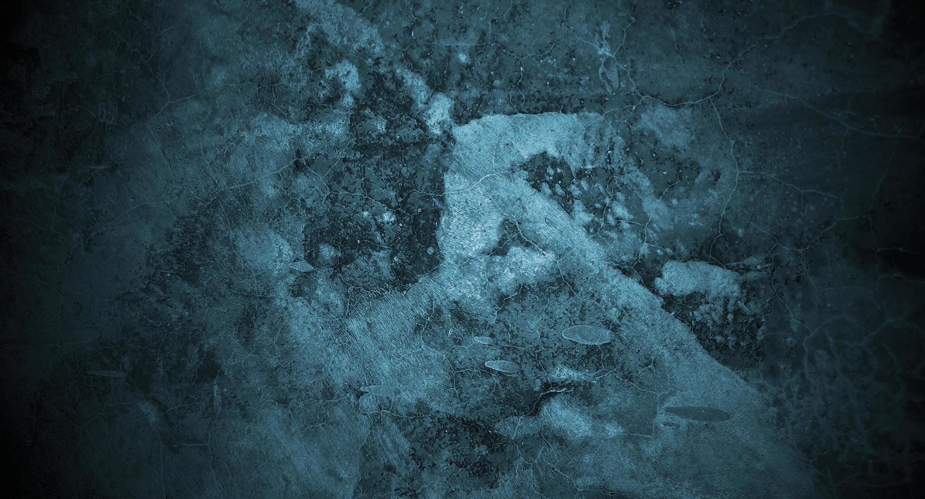 Blue concrete scary for background. Dark blue wall halloween background concept. Horror cement texture photo