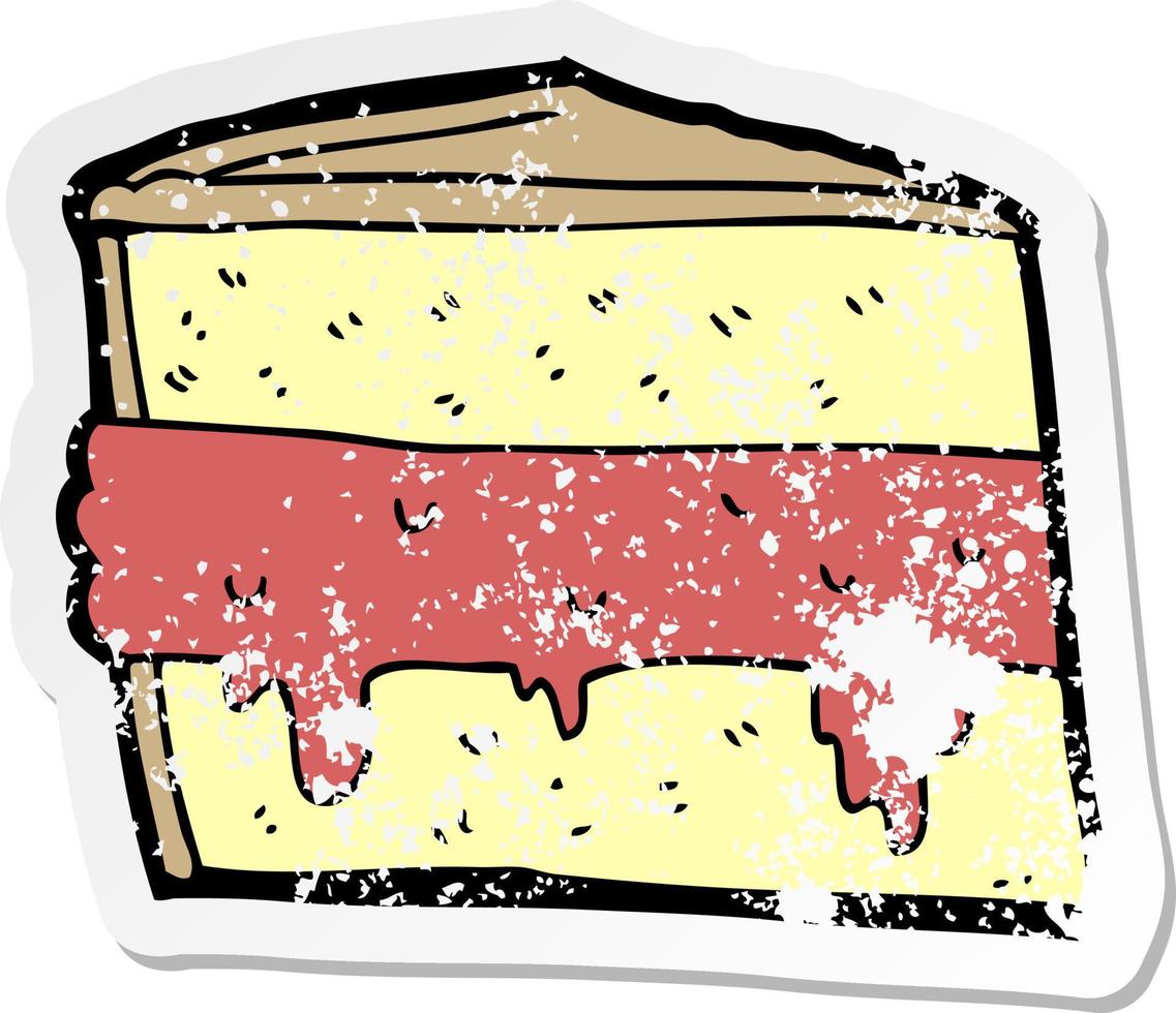 distressed sticker of a cartoon cake vector