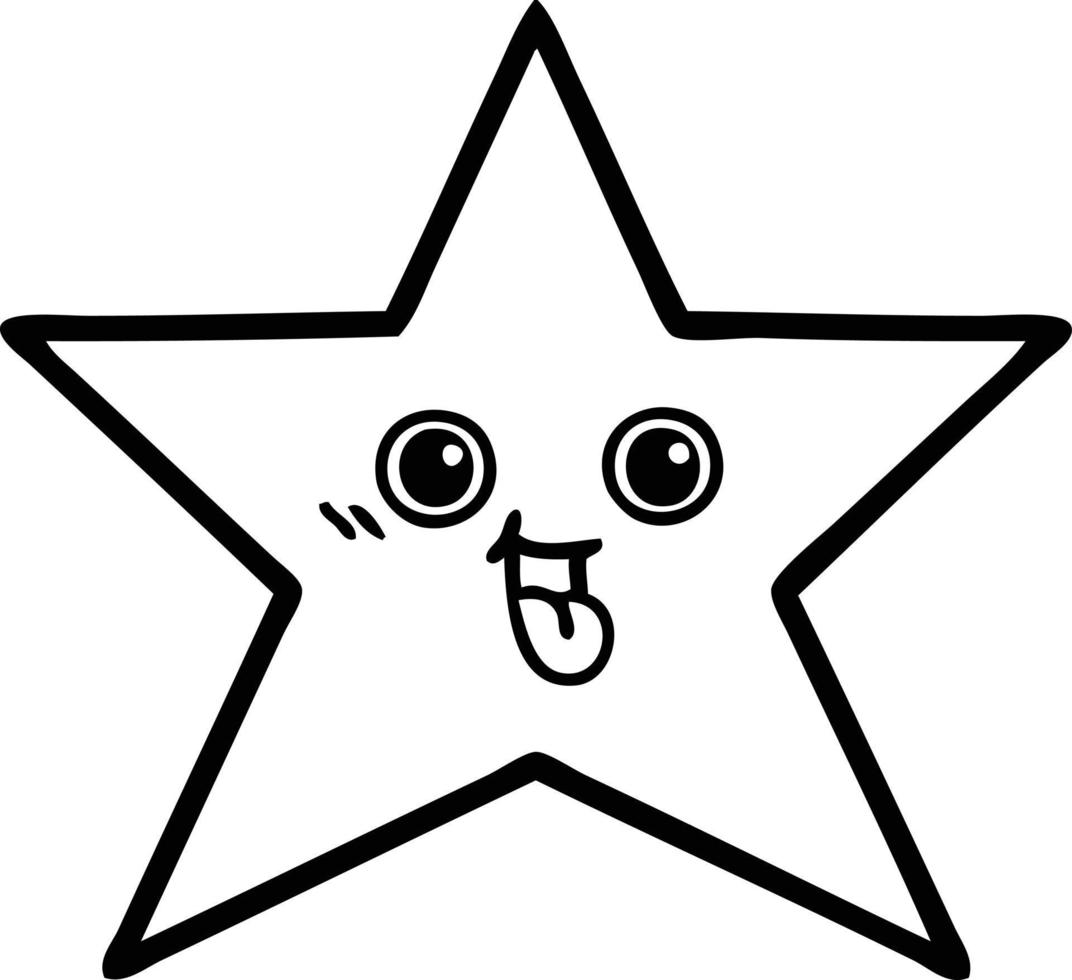 line drawing cartoon star fish vector