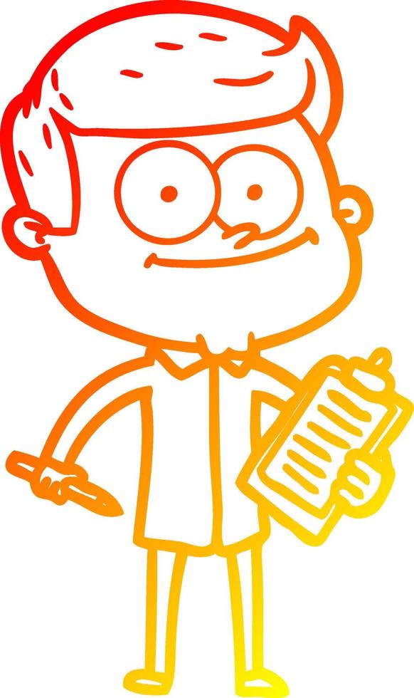 warm gradient line drawing cartoon happy salesman vector