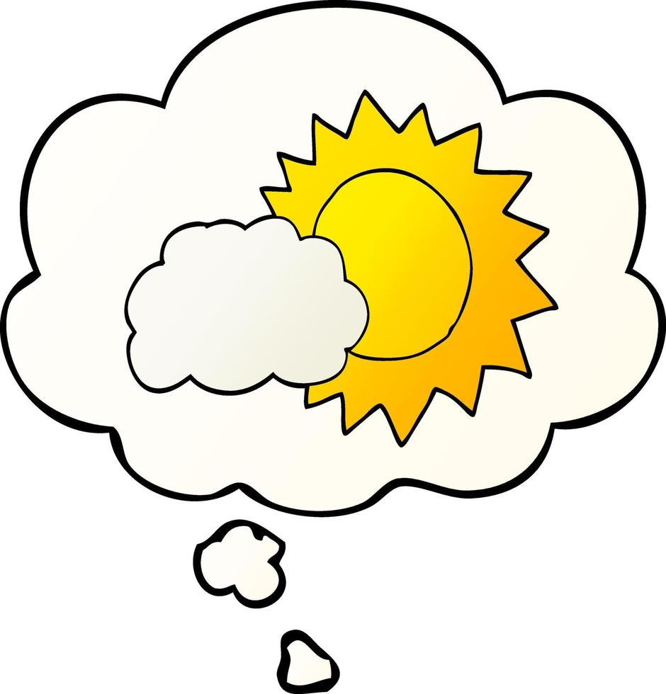 cartoon weather and thought bubble in smooth gradient style vector