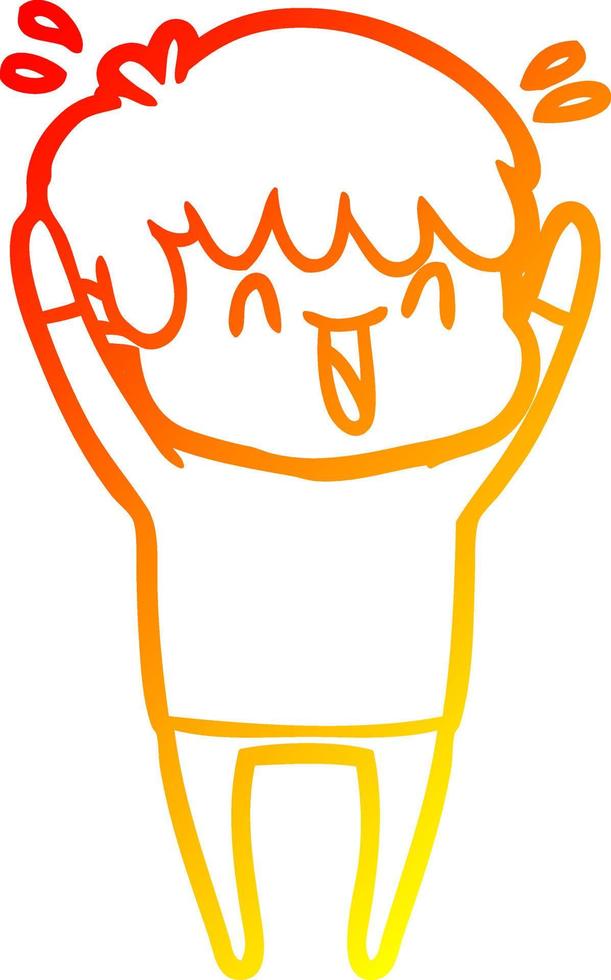 warm gradient line drawing cartoon laughing boy vector