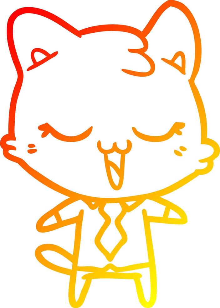 warm gradient line drawing cartoon cat vector