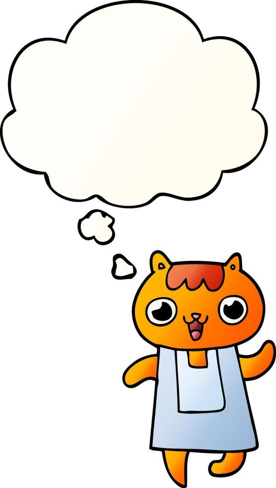 cartoon cat and thought bubble in smooth gradient style vector