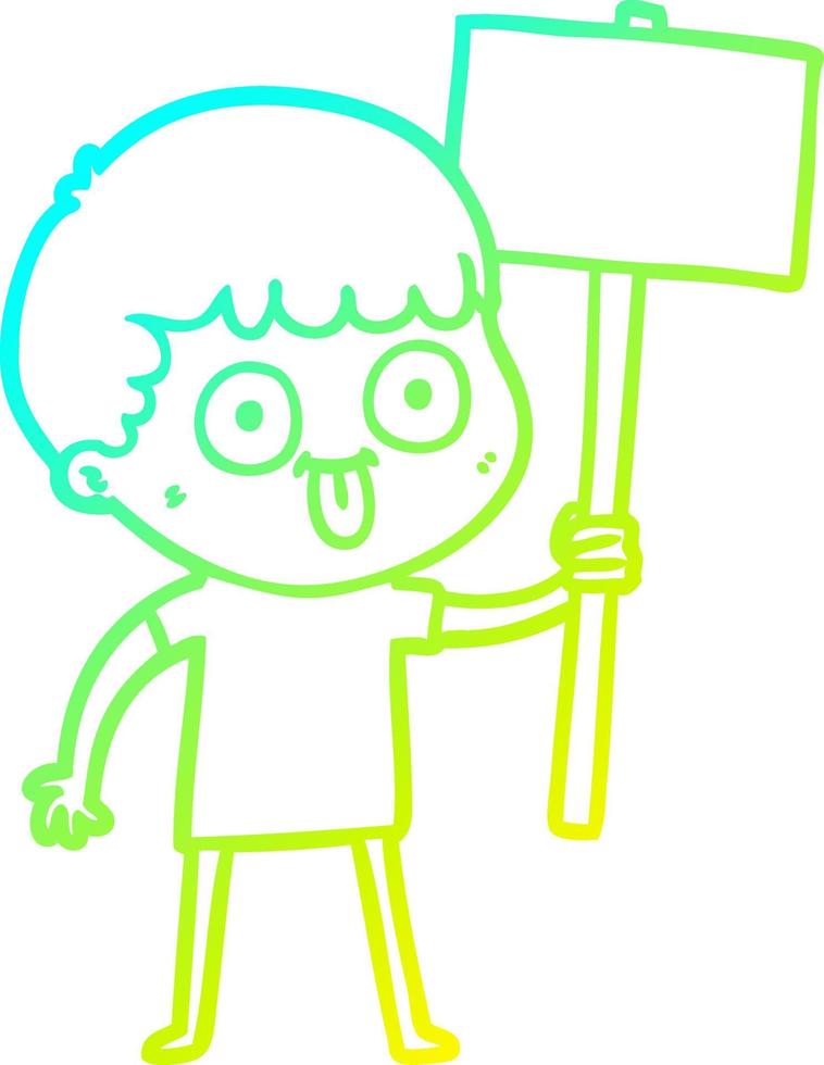 cold gradient line drawing cartoon man staring vector