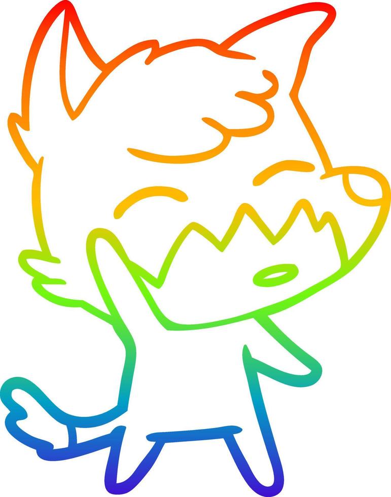 rainbow gradient line drawing cartoon fox vector