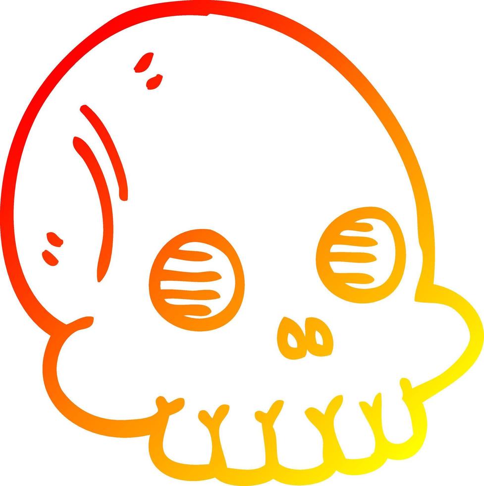 warm gradient line drawing cartoon halloween skull vector