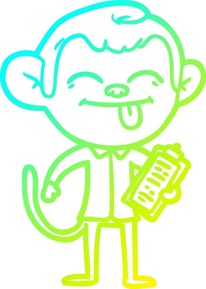 cold gradient line drawing funny cartoon monkey vector