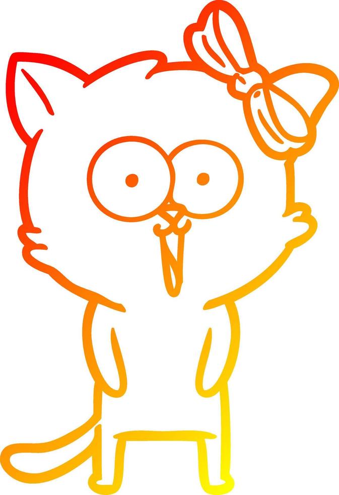 warm gradient line drawing cartoon cat vector