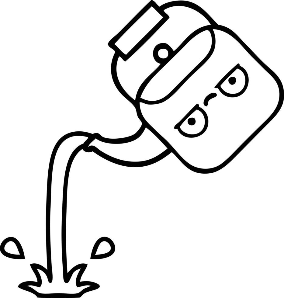 line drawing cartoon pouring kettle vector