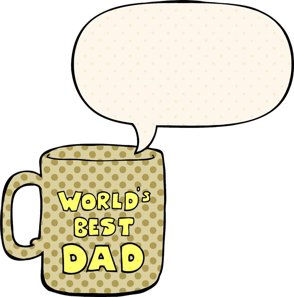 worlds best dad mug and speech bubble in comic book style vector