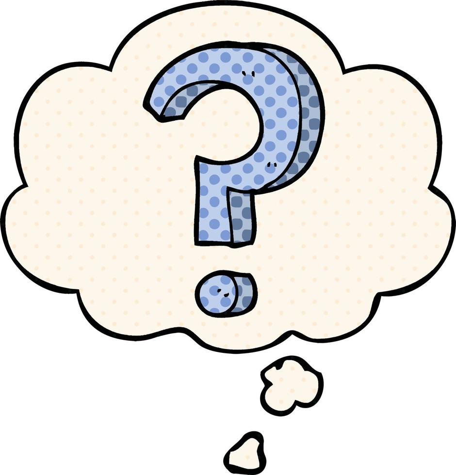 cartoon question mark and thought bubble in comic book style vector