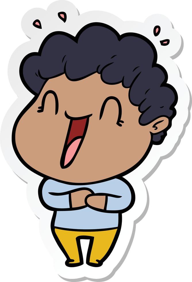 sticker of a cartoon happy man vector