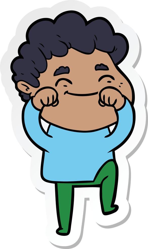 sticker of a cartoon friendly man vector