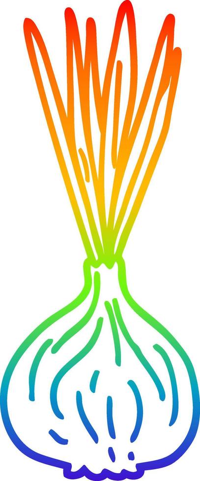rainbow gradient line drawing cartoon sprouting onion vector