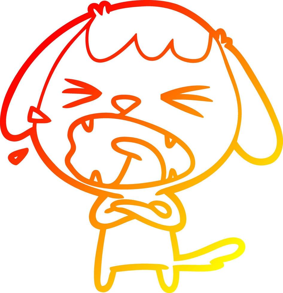 warm gradient line drawing cute cartoon dog vector