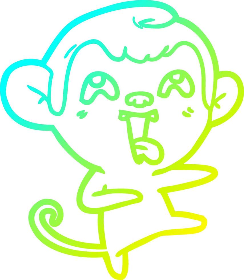 cold gradient line drawing crazy cartoon monkey vector