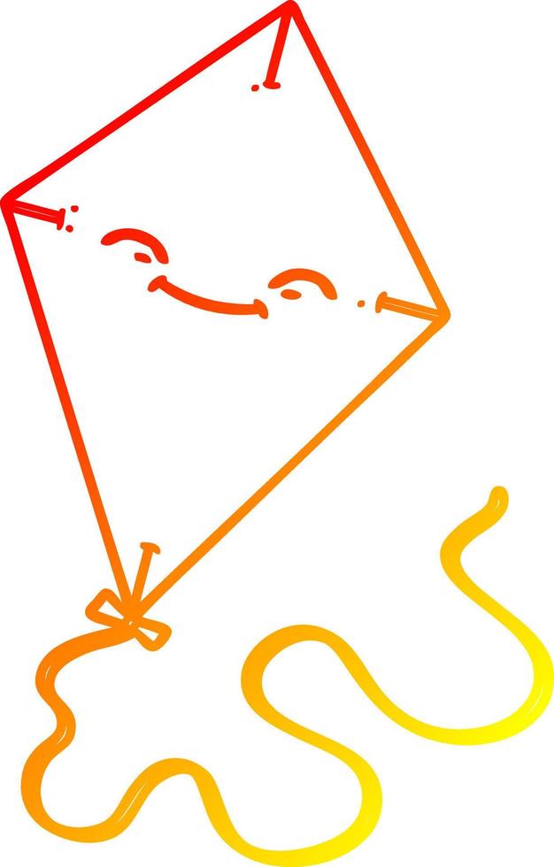 warm gradient line drawing cartoon kite vector